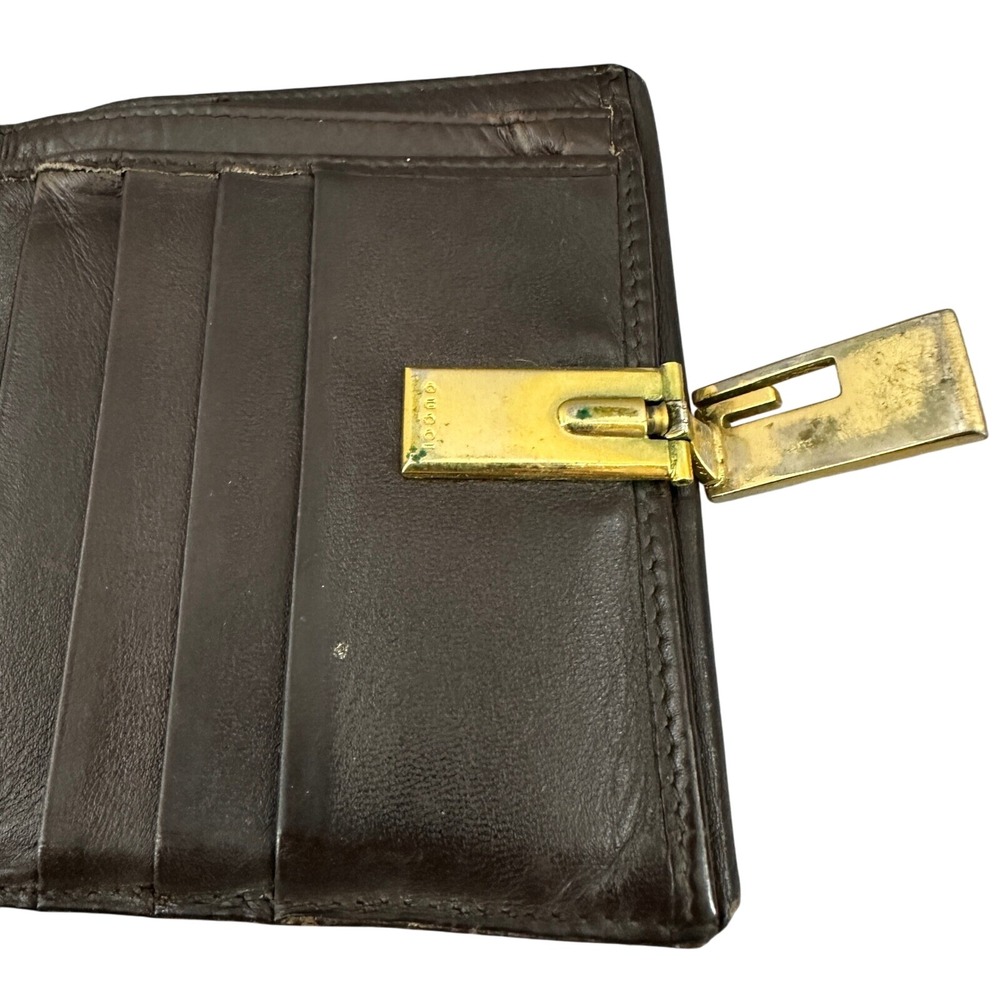 Gucci Leather Wallet Brown Snap Closure Bifold Coin Purse Vintage, flawed, used - Picture 14 of 16